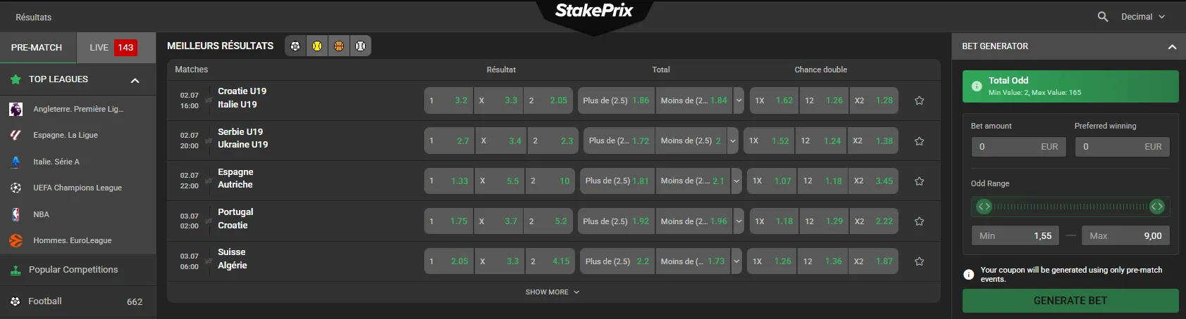 Stakeprix Casino sport